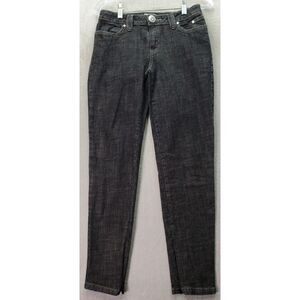 Metro 7 Jeans Women's Size 4‎ Black Denim Cotton Flat Front Skinny Leg Ankle Zip